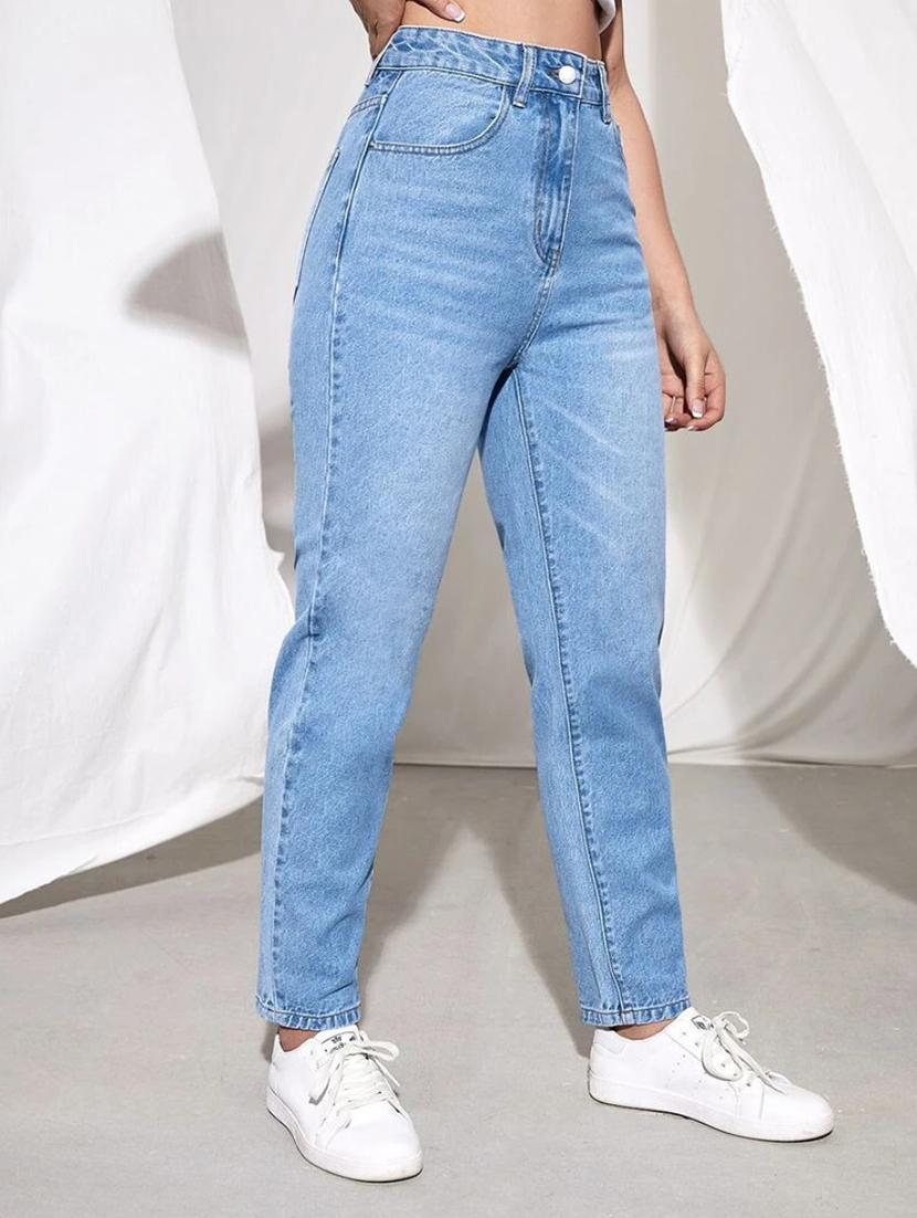 light blue high rise full length denim jean - 21350190 -  Standard Image - 1