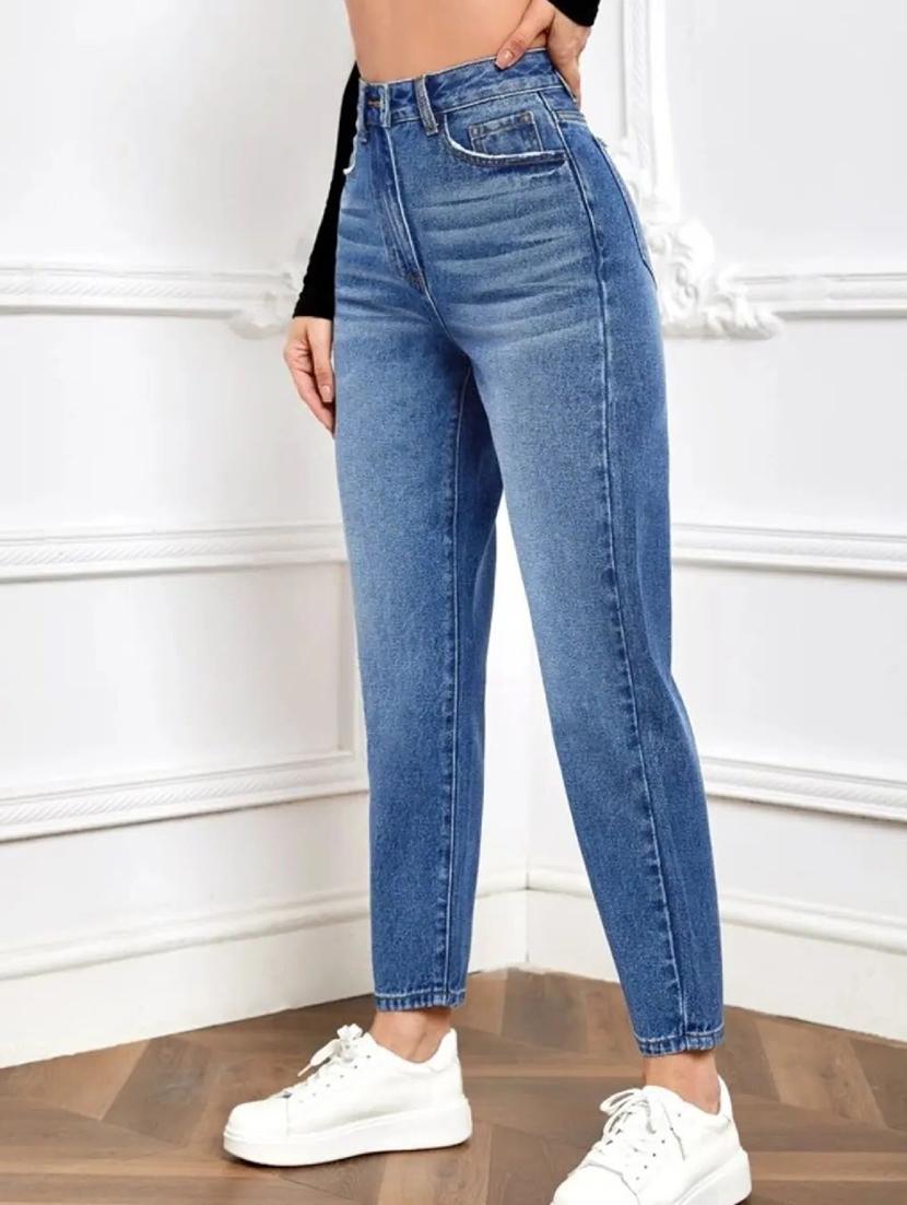 women solid high rise mom fit jean - 21350191 - Standard Image - 1