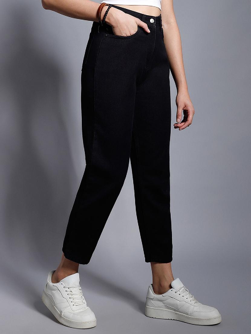 black solid high rise denim jean - 21350192 -  Standard Image - 1