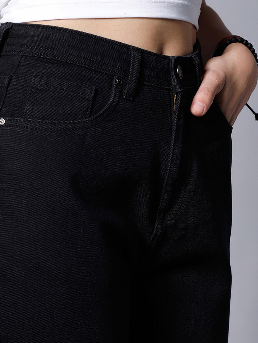 black solid high rise denim jean - 21350192 - Standard Image - 4