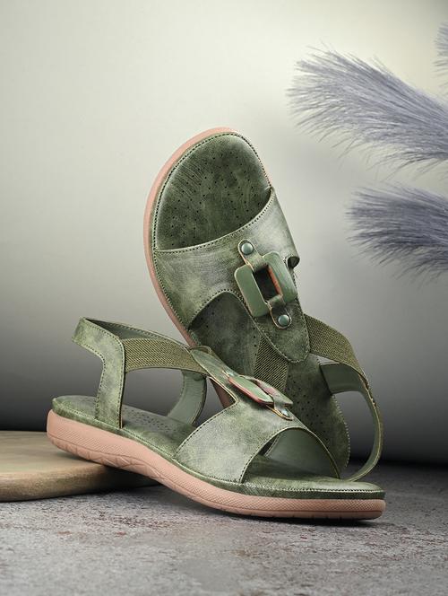 green synthetic back strap sandals - 21350195 -  Standard Image - 0