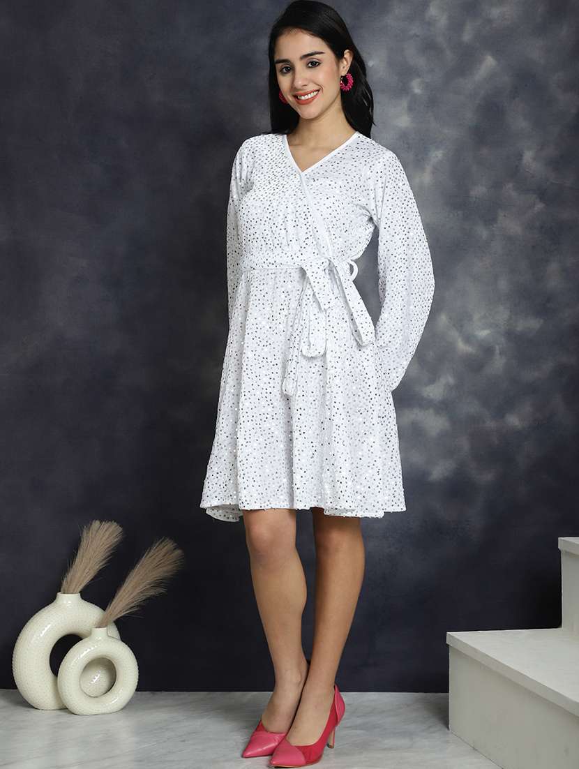 white sequined a-line dress - 21350254 -  Standard Image - 1