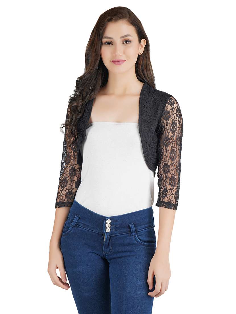 women lace detailed crop shrug