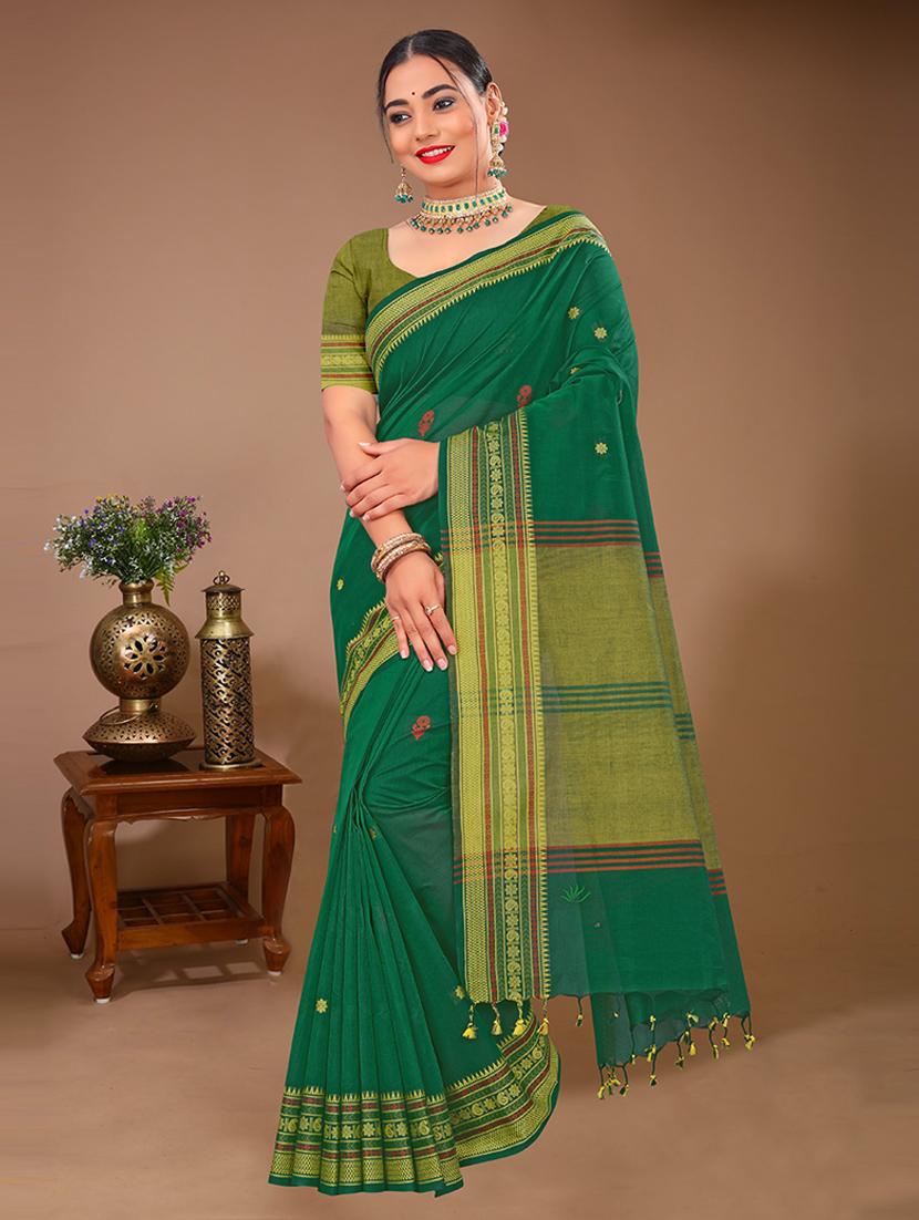 women handloom saree with blouse - 21350512 -  Zoom Image - 0
