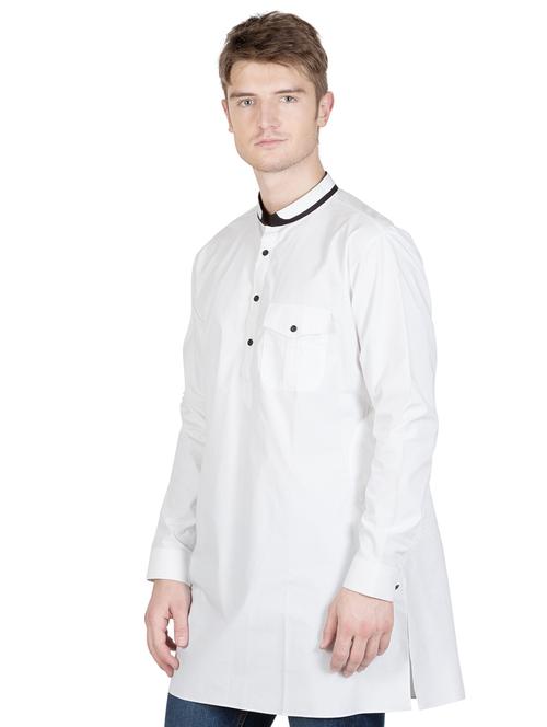 men mandarin neck solid short kurta - 21350532 - Standard Image - 0