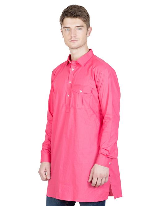 men shirt collar neck solid short kurta - 21350538 -  Standard Image - 0