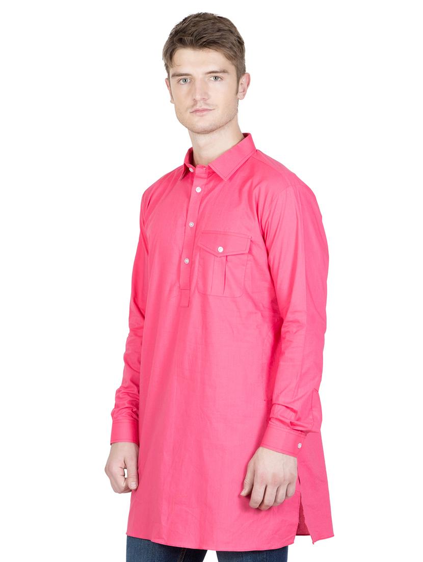men shirt collar neck solid short kurta