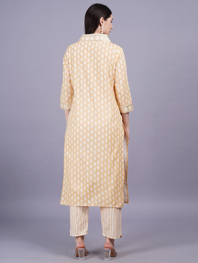 women three quarter sleeve kurta pant with dupatta set - 21350566 - Standard Image - 4