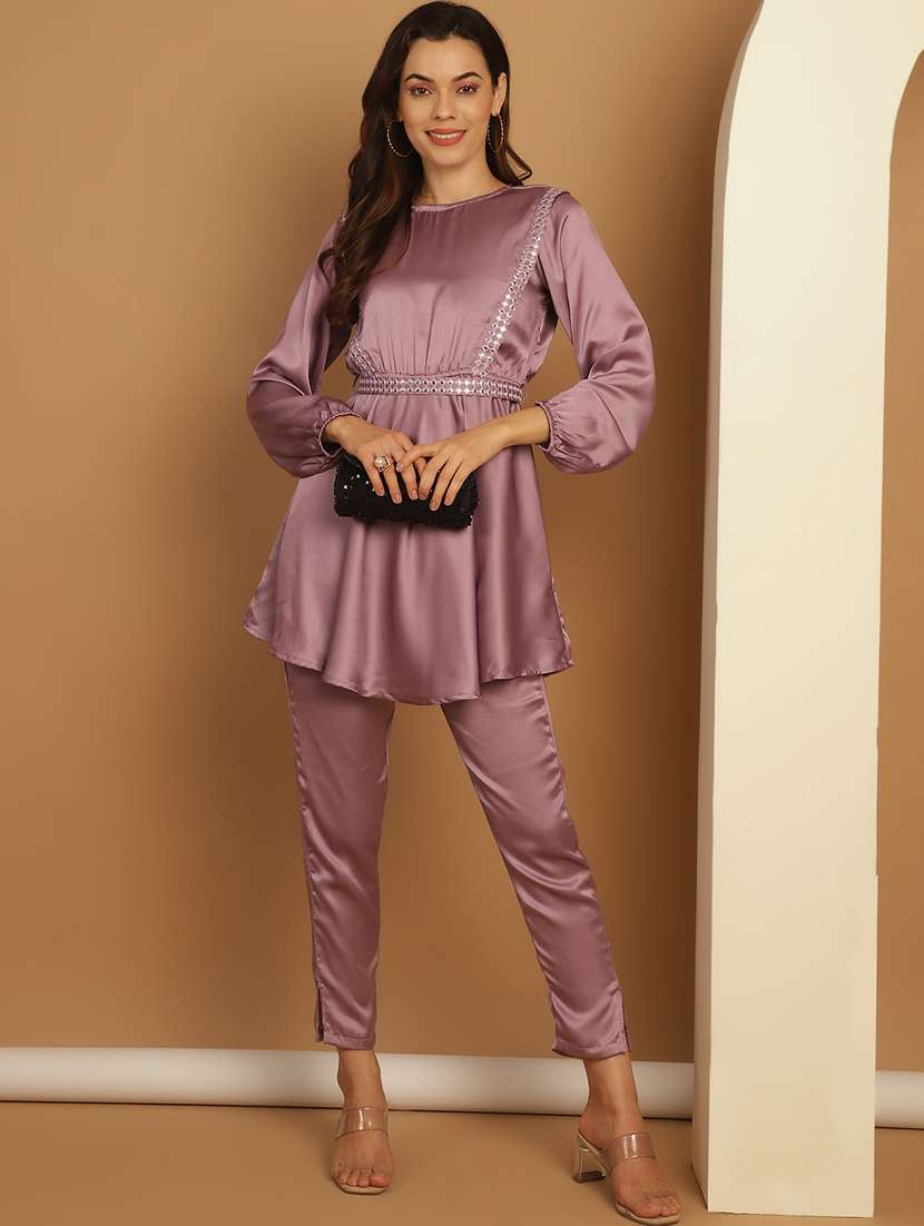 women mirror work detailed ethnic co-ord set - 21350585 -  Standard Image - 1