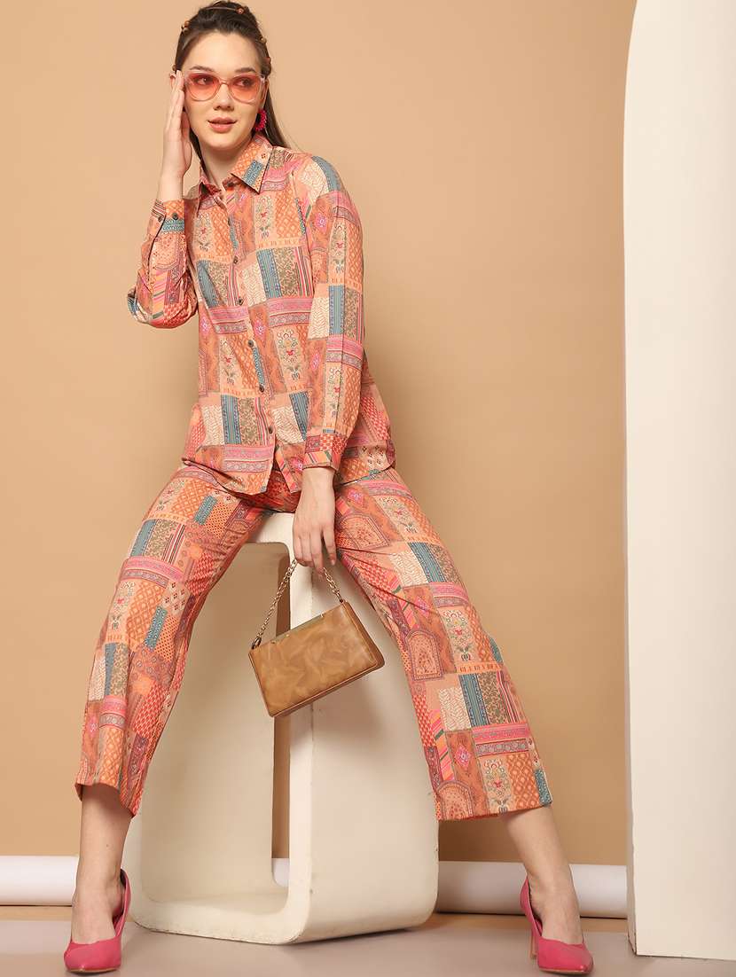 women printed shirt and trouser co-ord set