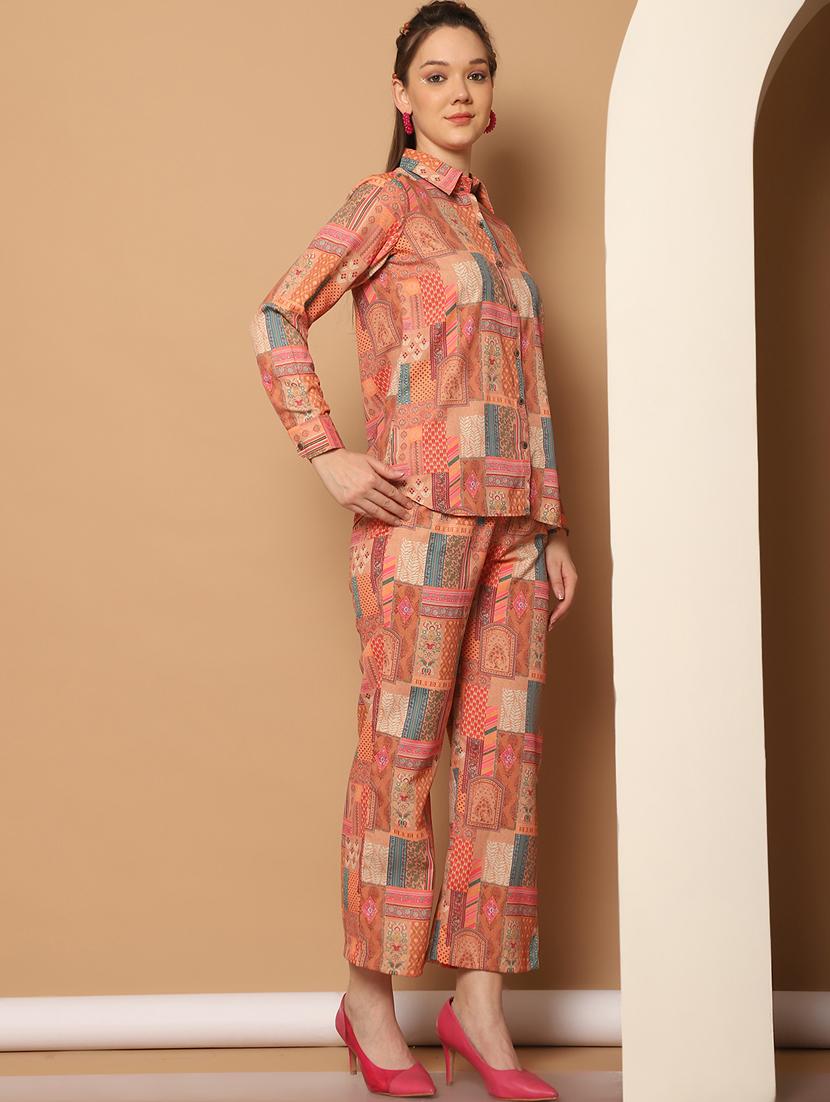 women printed shirt and trouser co-ord set - 21350592 -  Standard Image - 1