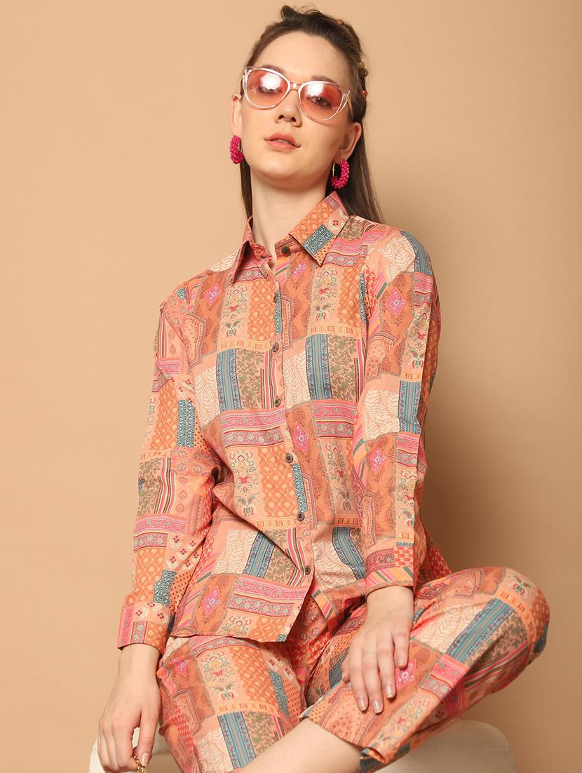 women printed shirt and trouser co-ord set - 21350592 - Standard Image - 4