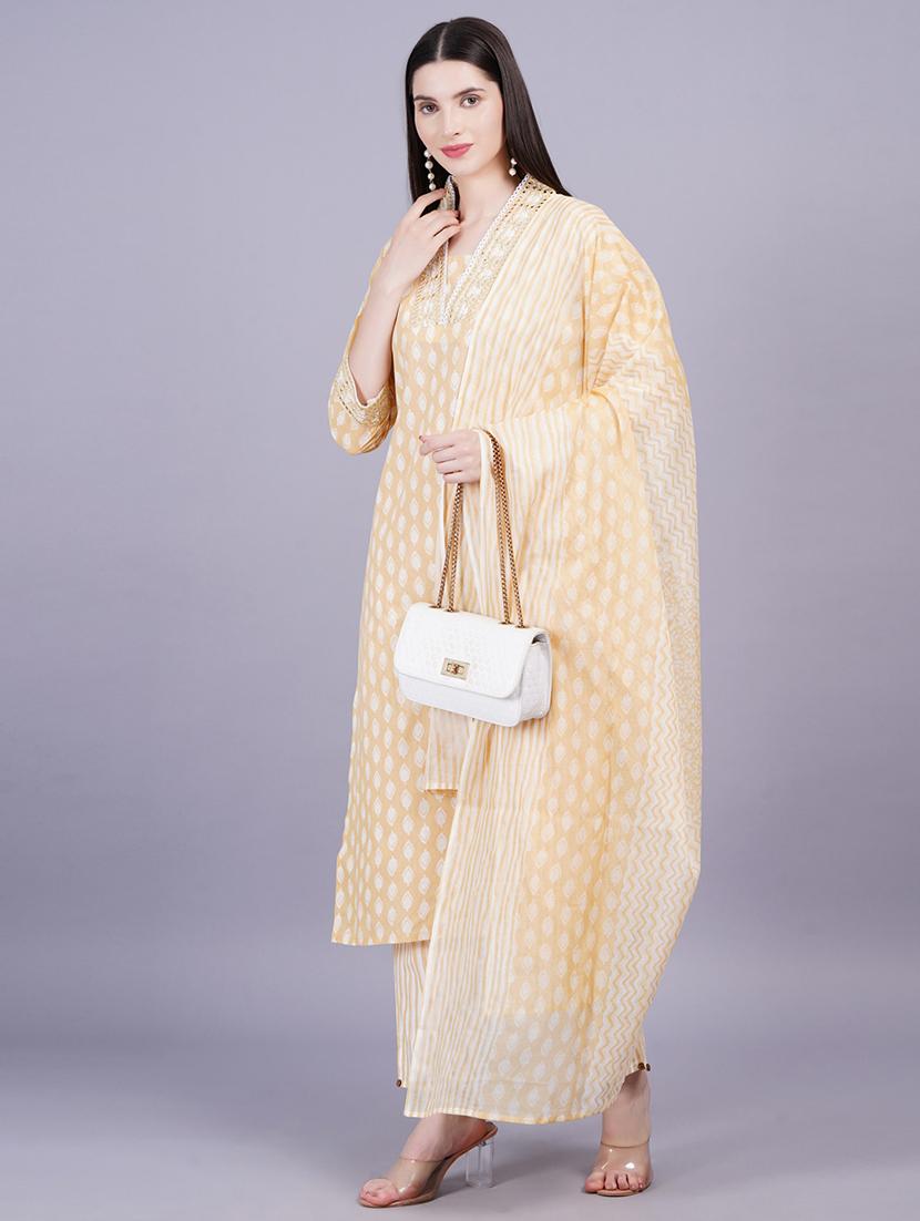women three quarter sleeve kurta pant with dupatta set - 21350605 - Standard Image - 6