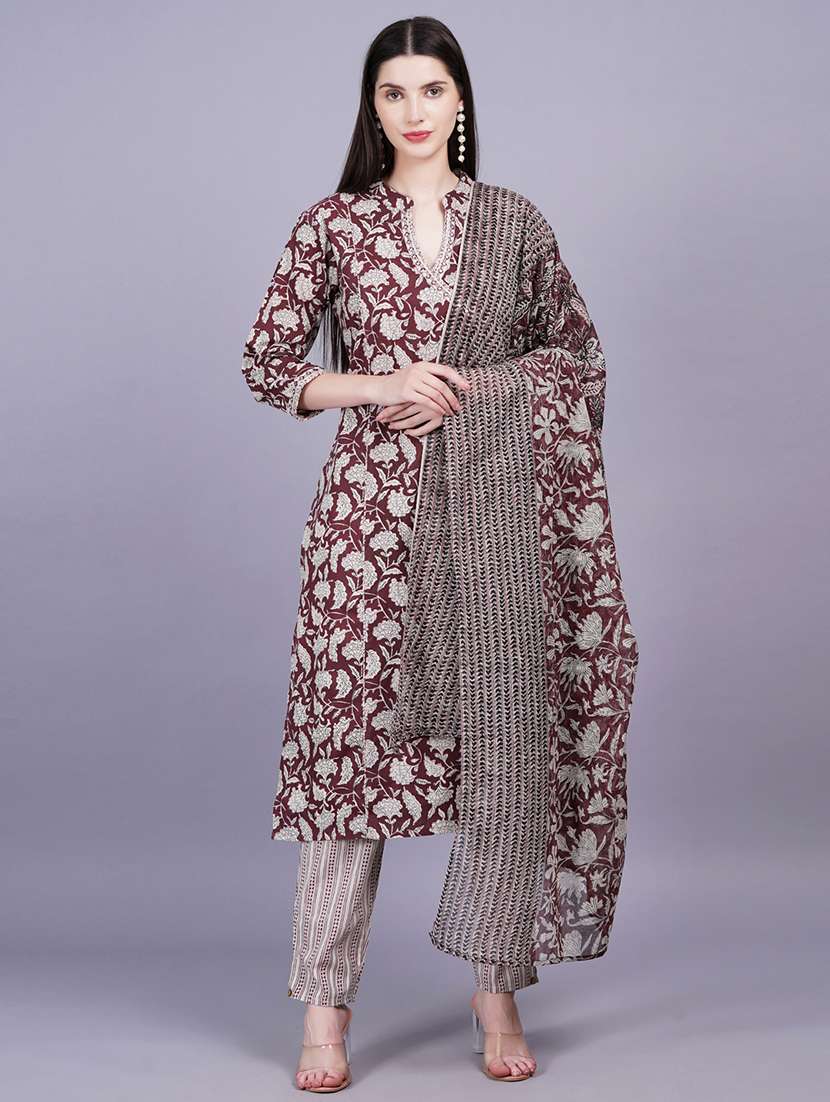 women printed kurta pant with dupatta set