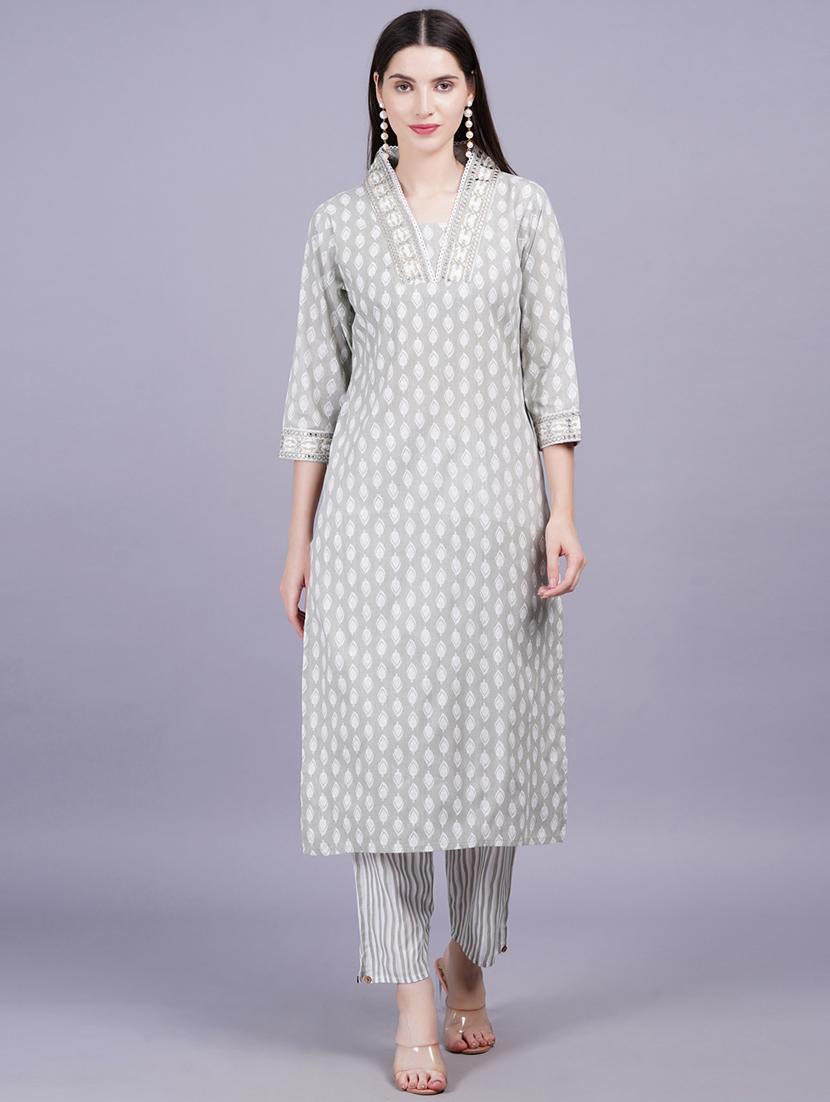 women printed three quarter sleeve kurta pant with dupatta set - 21350623 - Standard Image - 4
