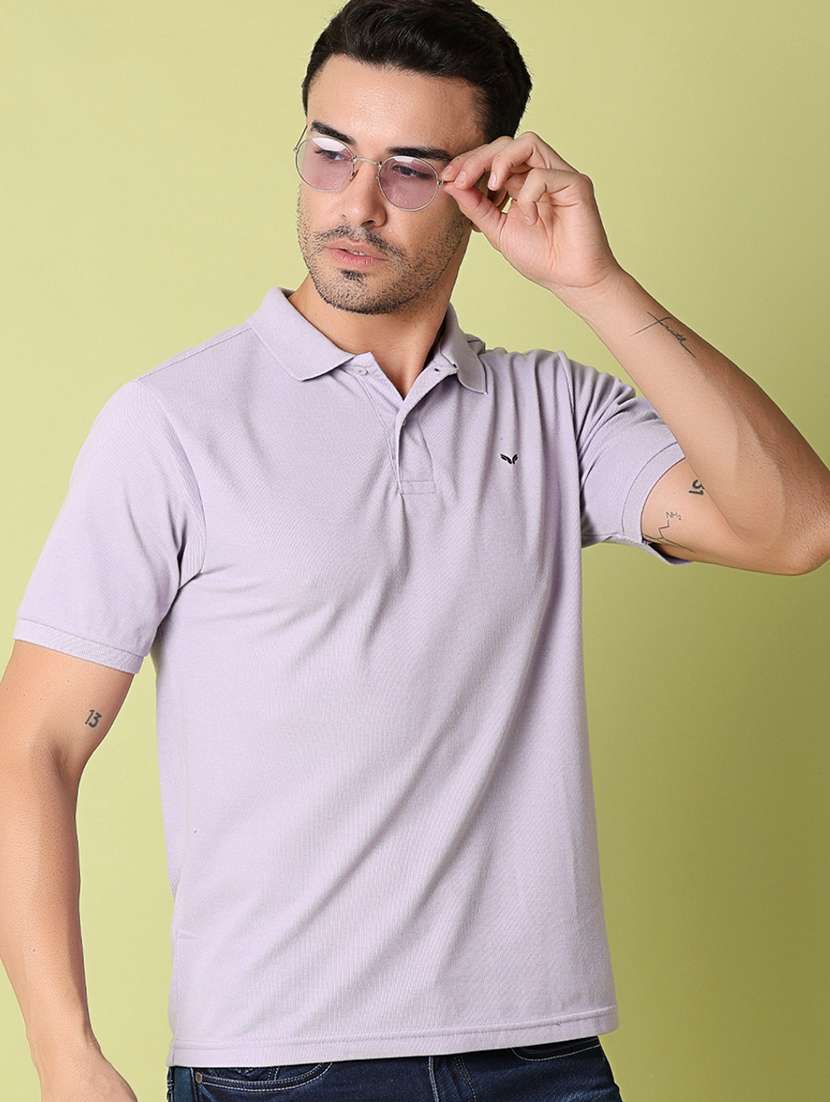 men polo neck solid short sleeve t-shirt - 21351780 -  Standard Image - 1