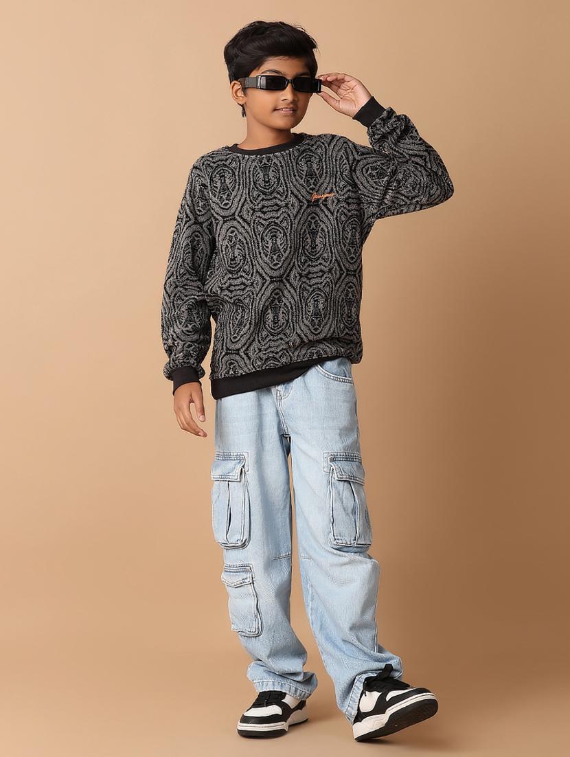 boys self design long sleeve sweater - 21351786 - Standard Image - 4