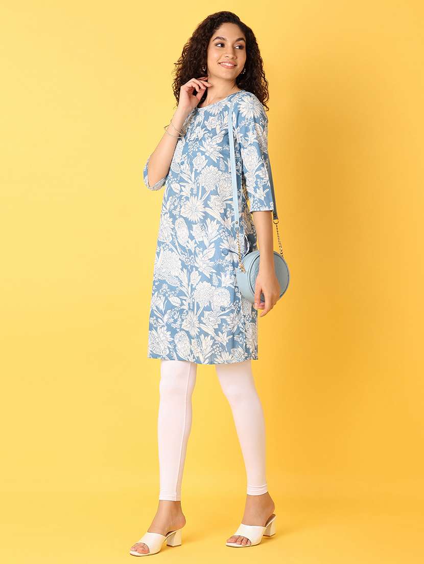 women three quarter sleeve straight kurta - 21351830 -  Standard Image - 4