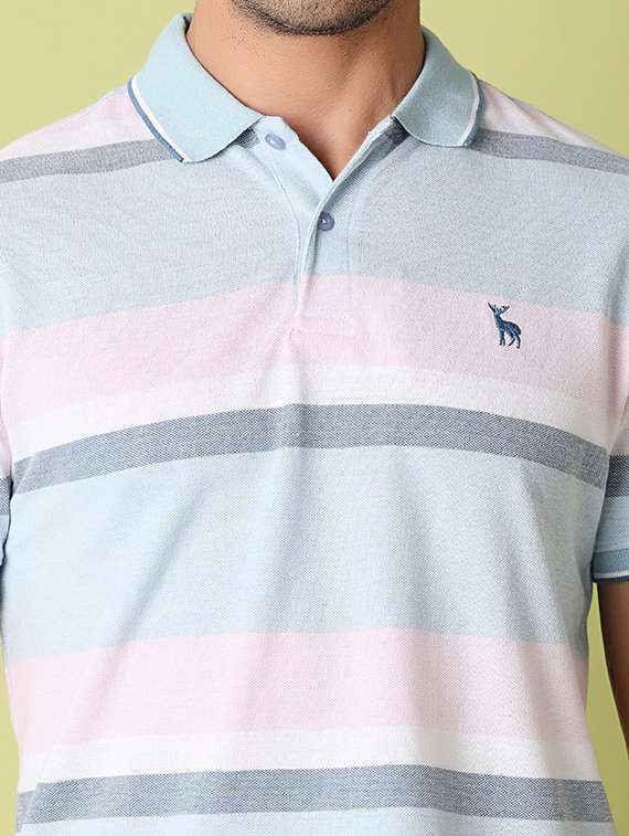 men polo neck stripes short sleeve t-shirt - 21351883 -  Standard Image - 4