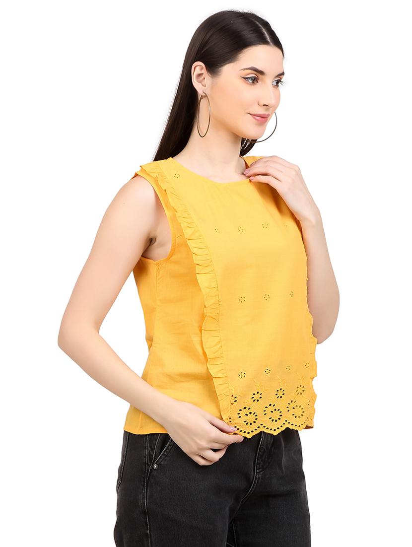 women solid round neck straight top - 21352085 - Standard Image - 1