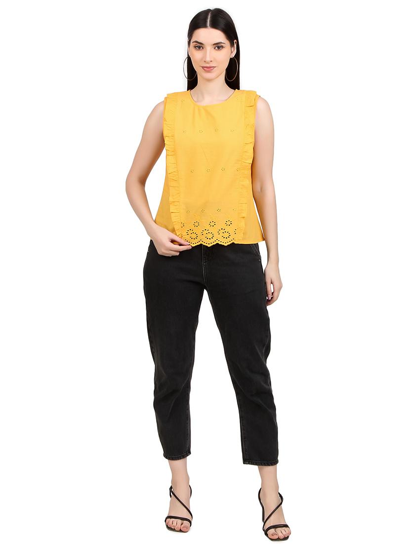 women solid round neck straight top - 21352085 - Standard Image - 4