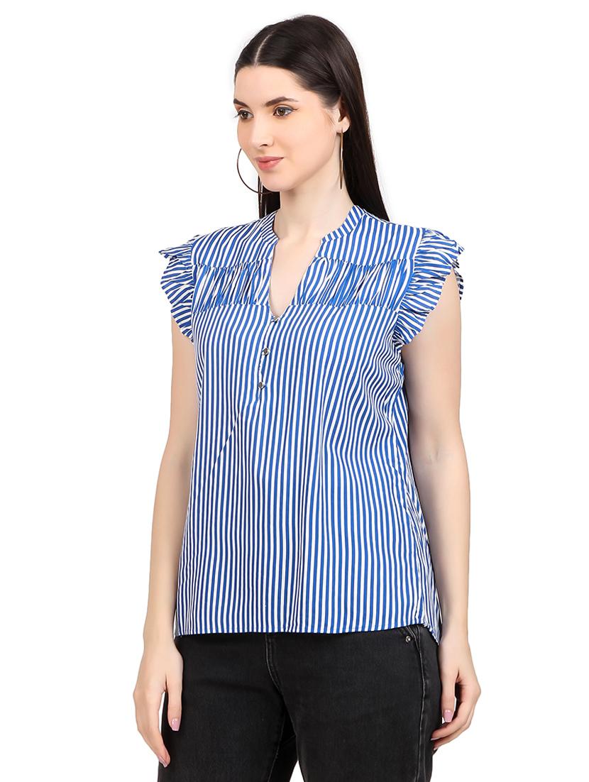 women prnted mandrain neck straight top - 21352088 -  Standard Image - 1
