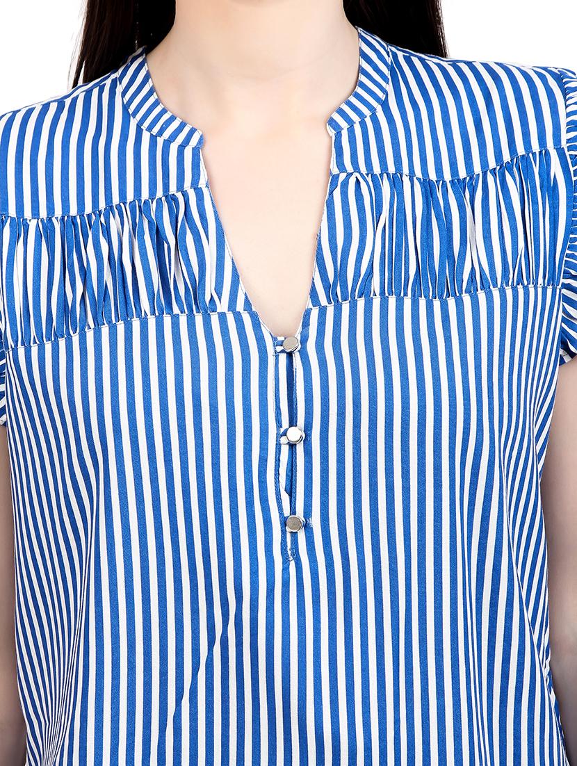 women prnted mandrain neck straight top - 21352088 - Standard Image - 4