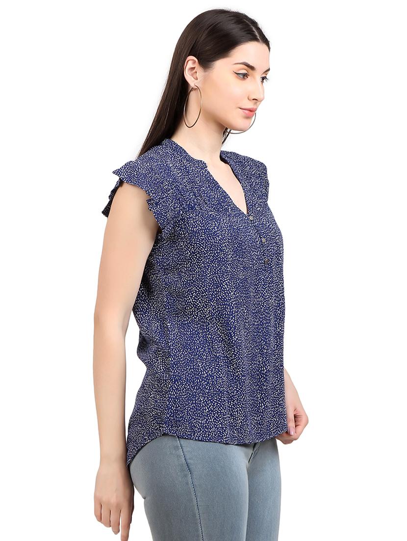 women printed mandrain neck straight  top - 21352103 -  Standard Image - 1