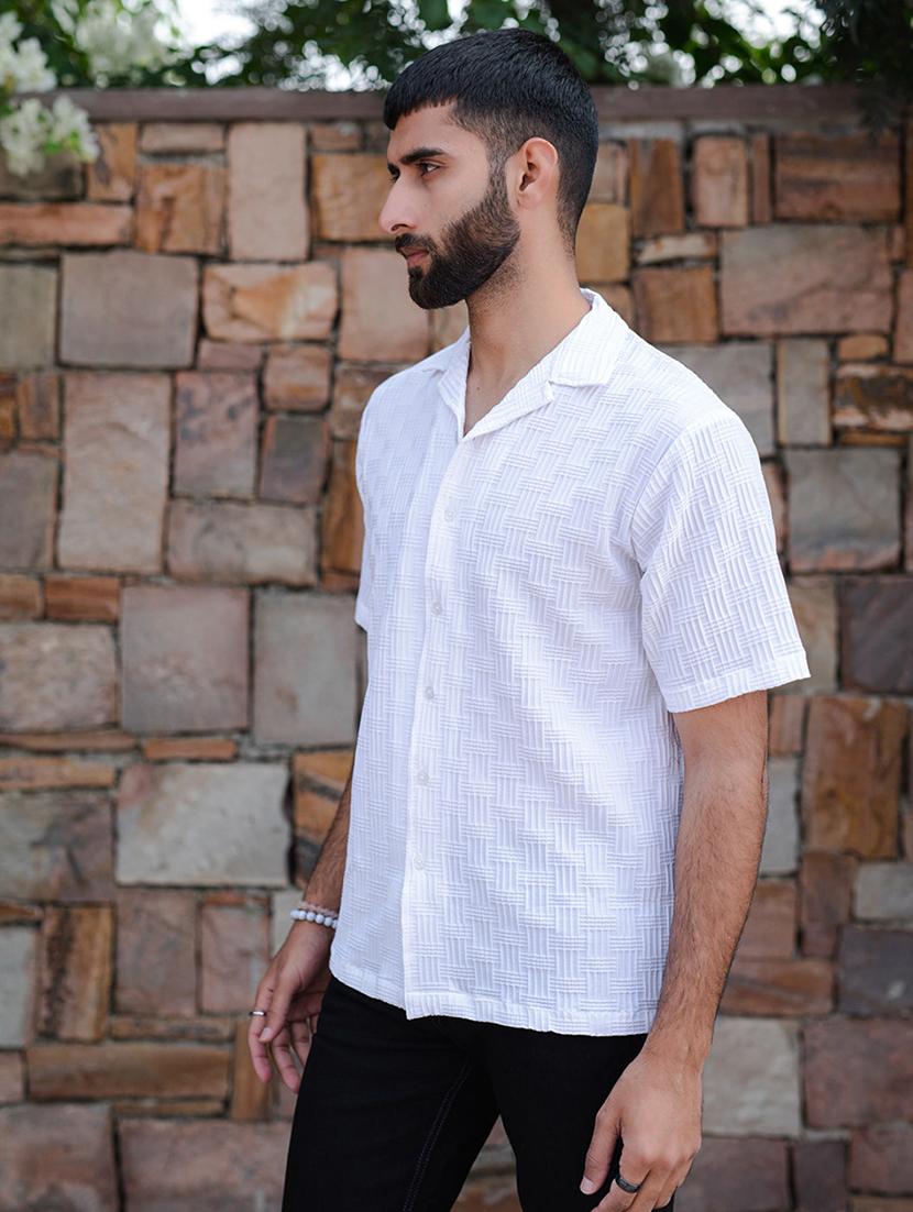 men solid cuban collor casual shirt - 21352104 - Standard Image - 1
