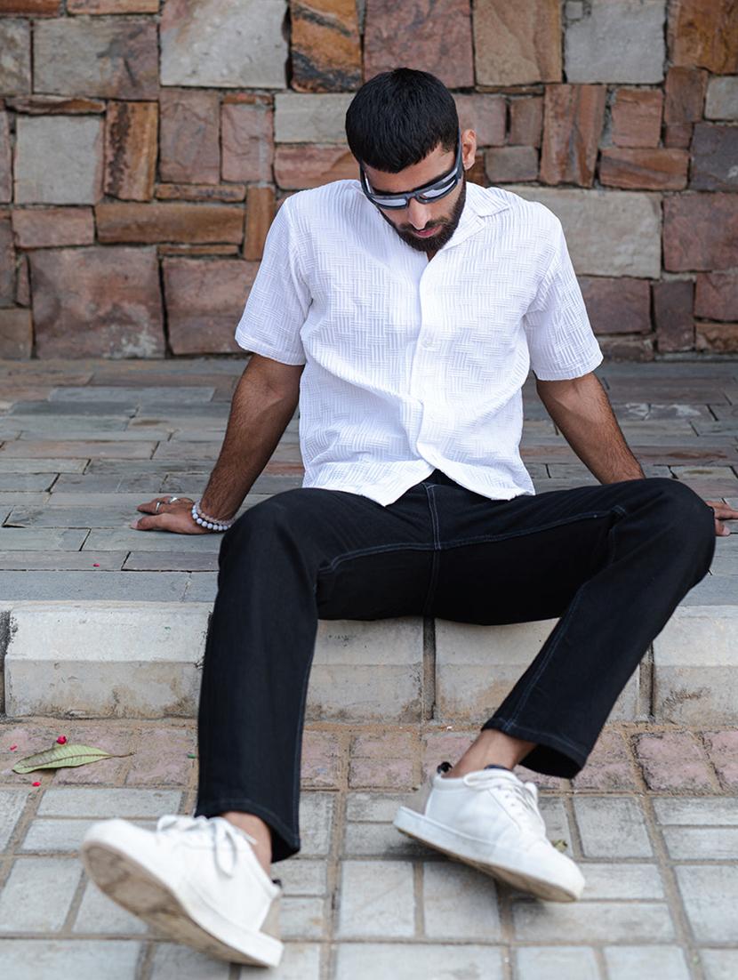 men solid cuban collor casual shirt - 21352104 - Standard Image - 4