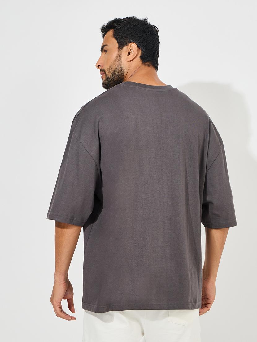men grey cotton plain t-shirt - 21352116 - Standard Image - 1