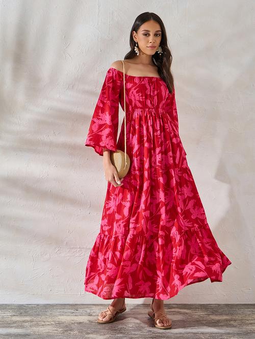 women pink polyester a-line dress - 21352140 - Standard Image - 0