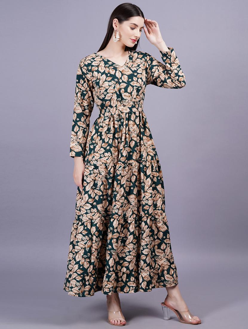 women printed long sleeves fit & flare dress - 21352153 -  Standard Image - 1
