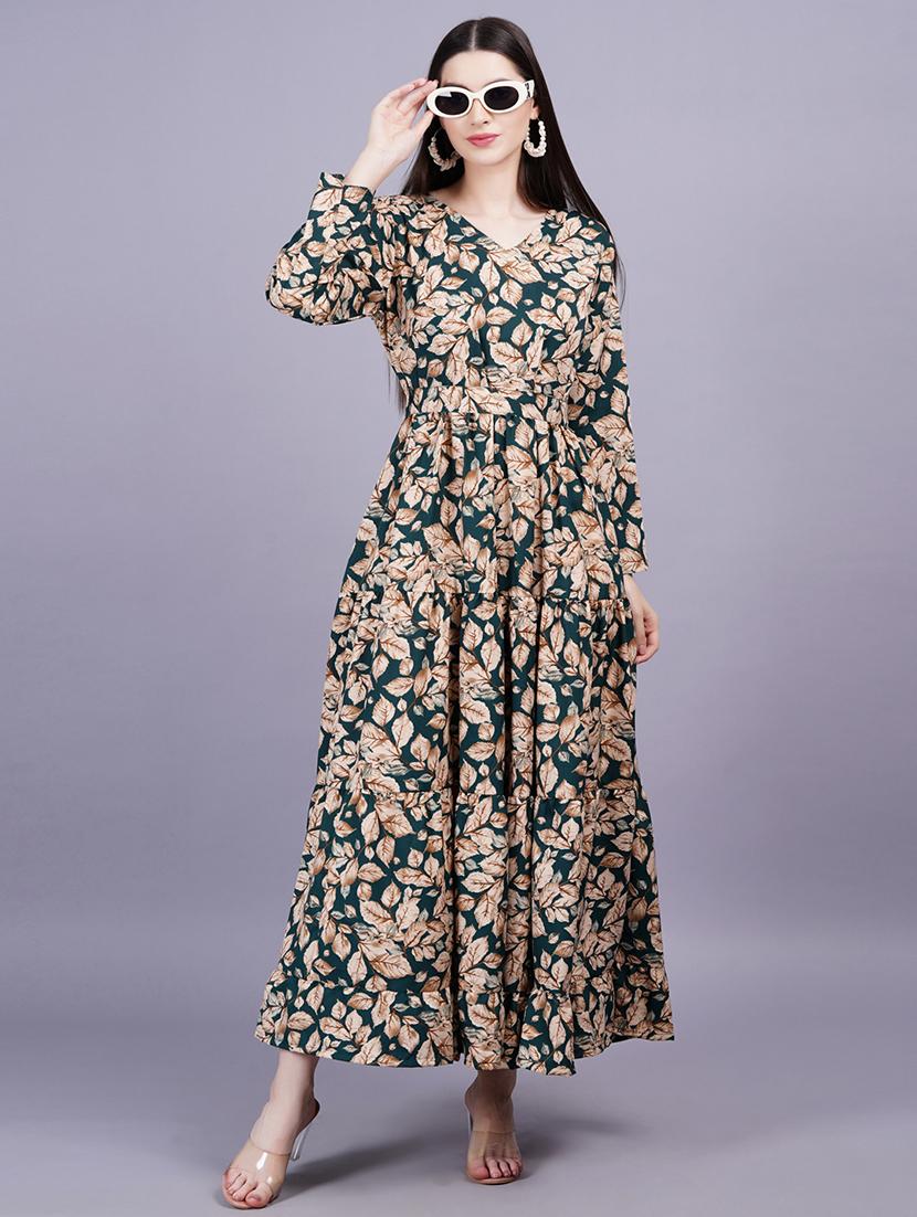 women printed long sleeves fit & flare dress - 21352153 - Standard Image - 4
