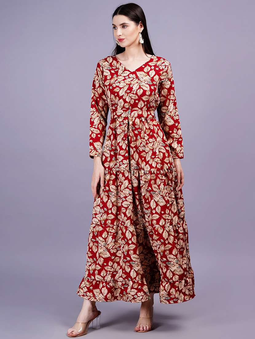 women printed long sleeves fit & flare dress - 21352154 - Zoom Image - 0