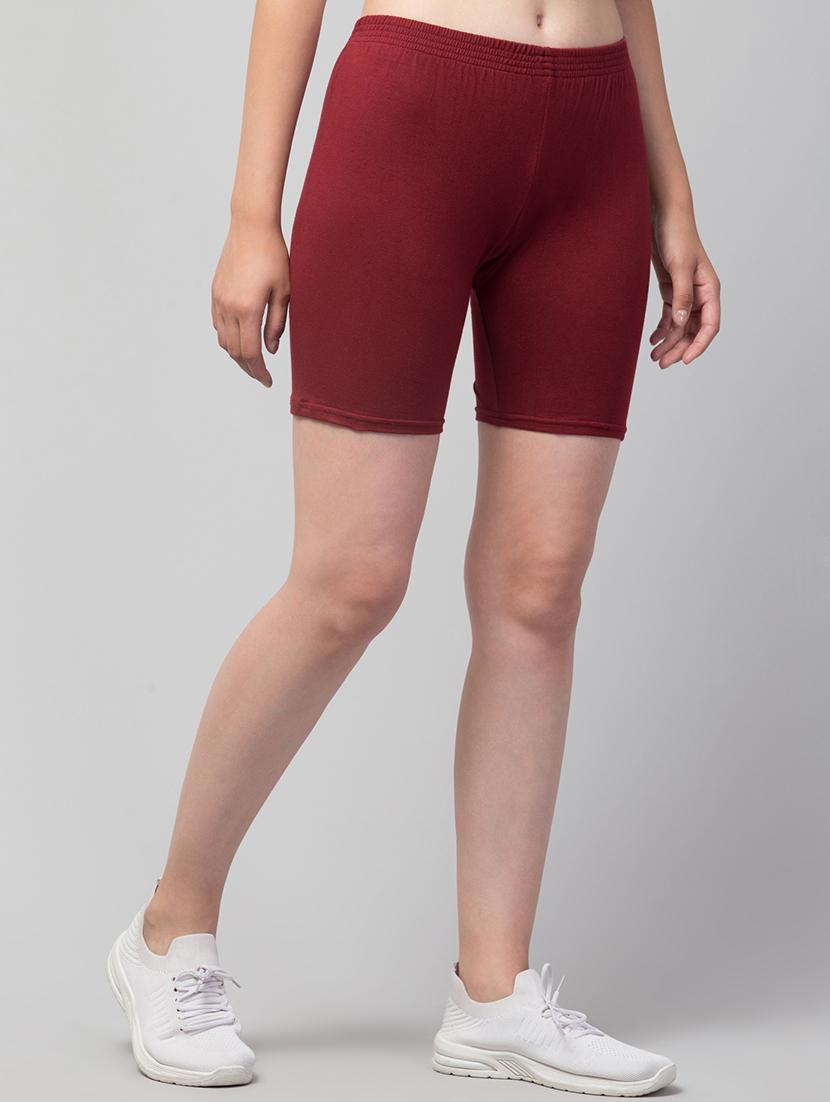 women's solid mid rise active wear shorts - 21352555 - Standard Image - 1