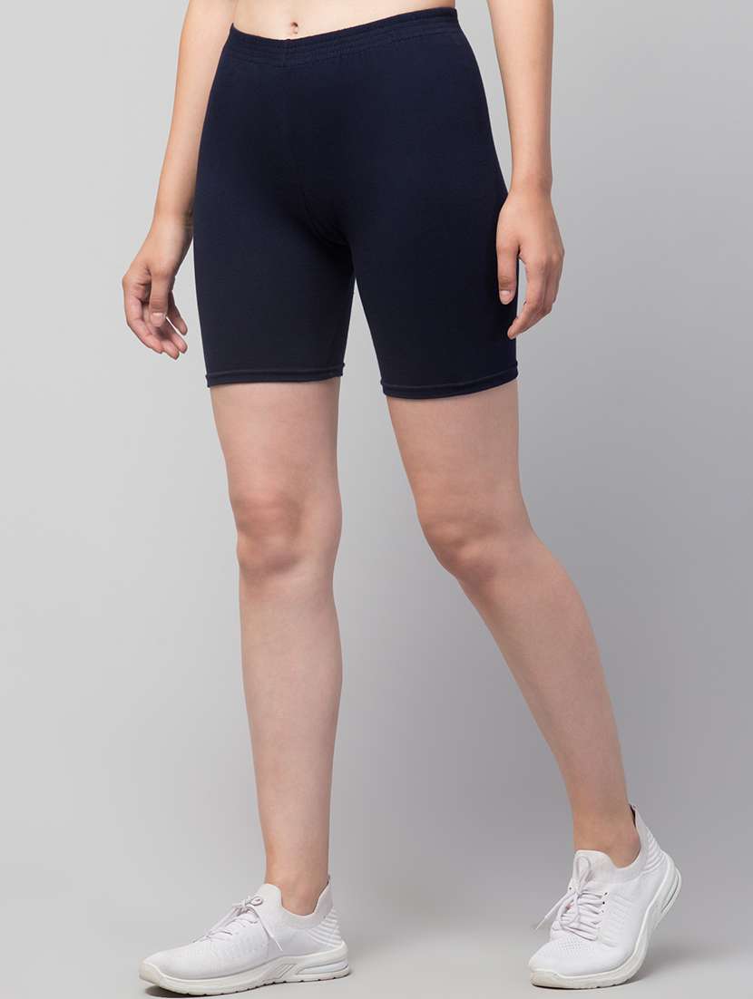 women's solid mid rise active wear shorts - 21352572 - Standard Image - 1