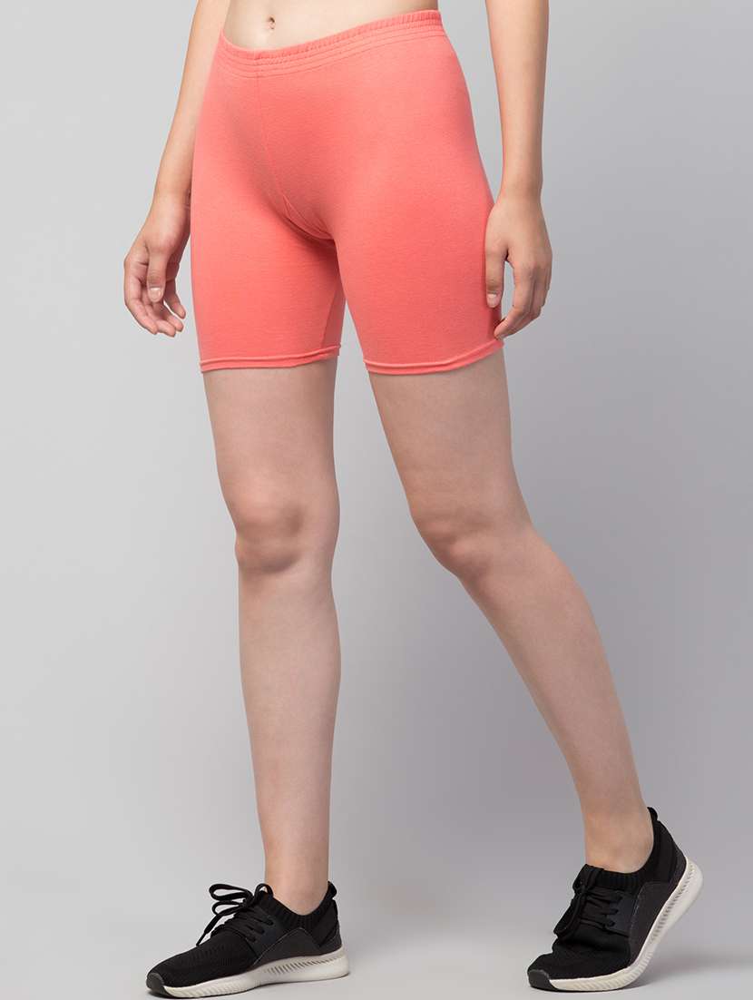 women's solid mid rise active wear shorts - 21352666 -  Standard Image - 1