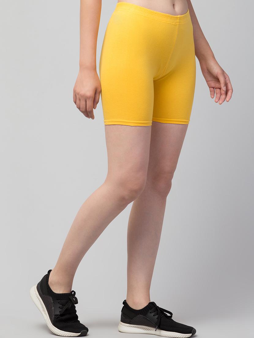 women's solid mid rise active wear shorts - 21352685 - Standard Image - 1