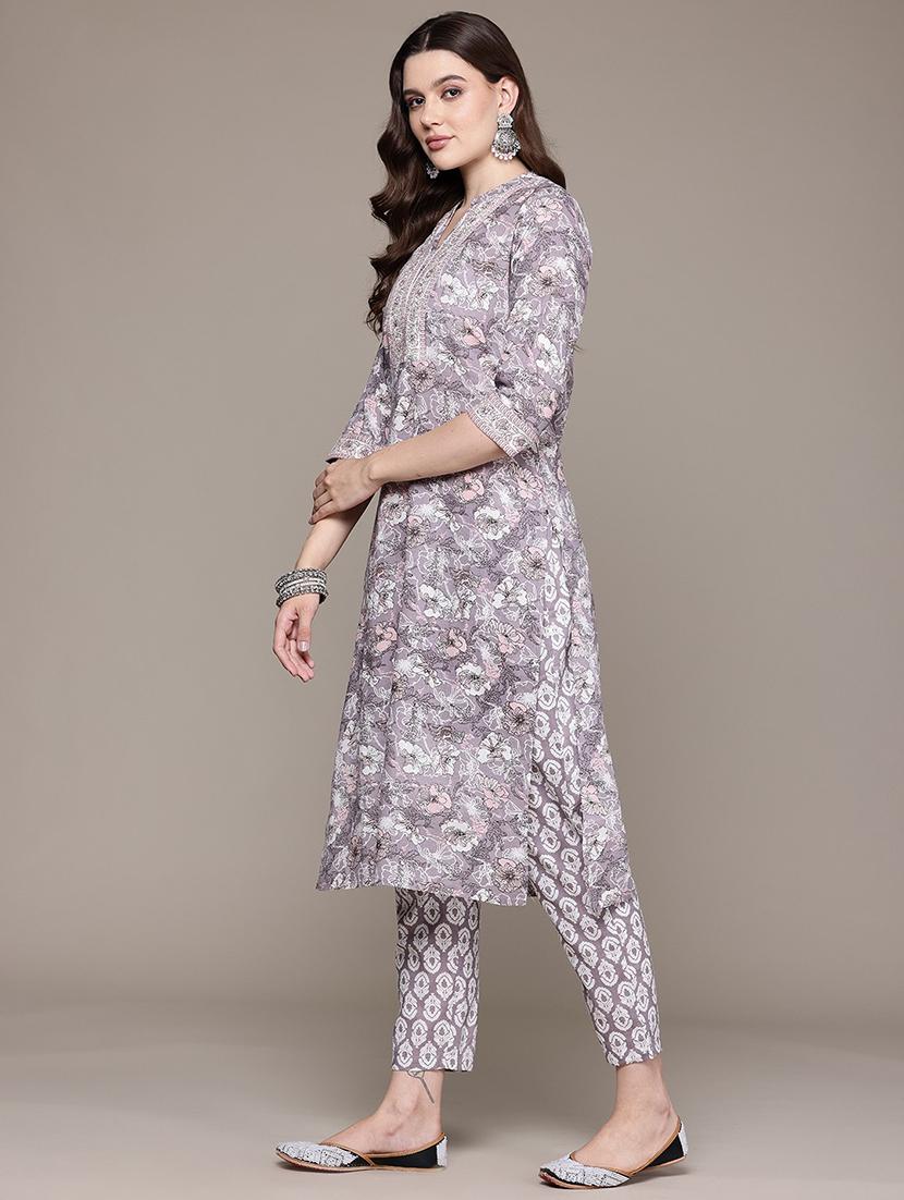 women three quarter sleeve kurta pant with dupatta set - 21352786 - Standard Image - 1