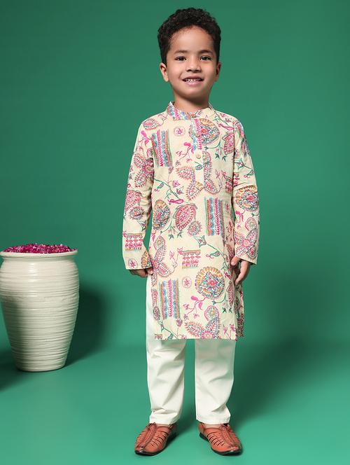 boys printed festive wear kurta set - 21352859 - Standard Image - 0