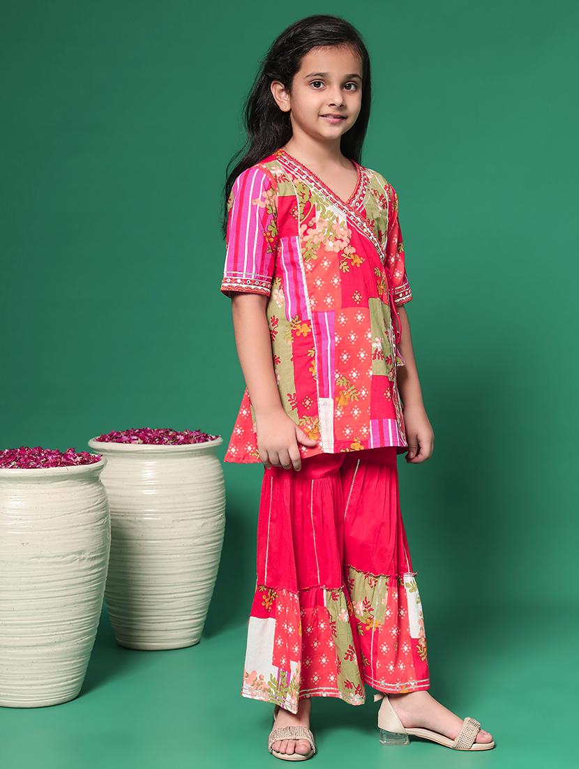girls v neck kurta sharara sets - 21352868 - Standard Image - 1