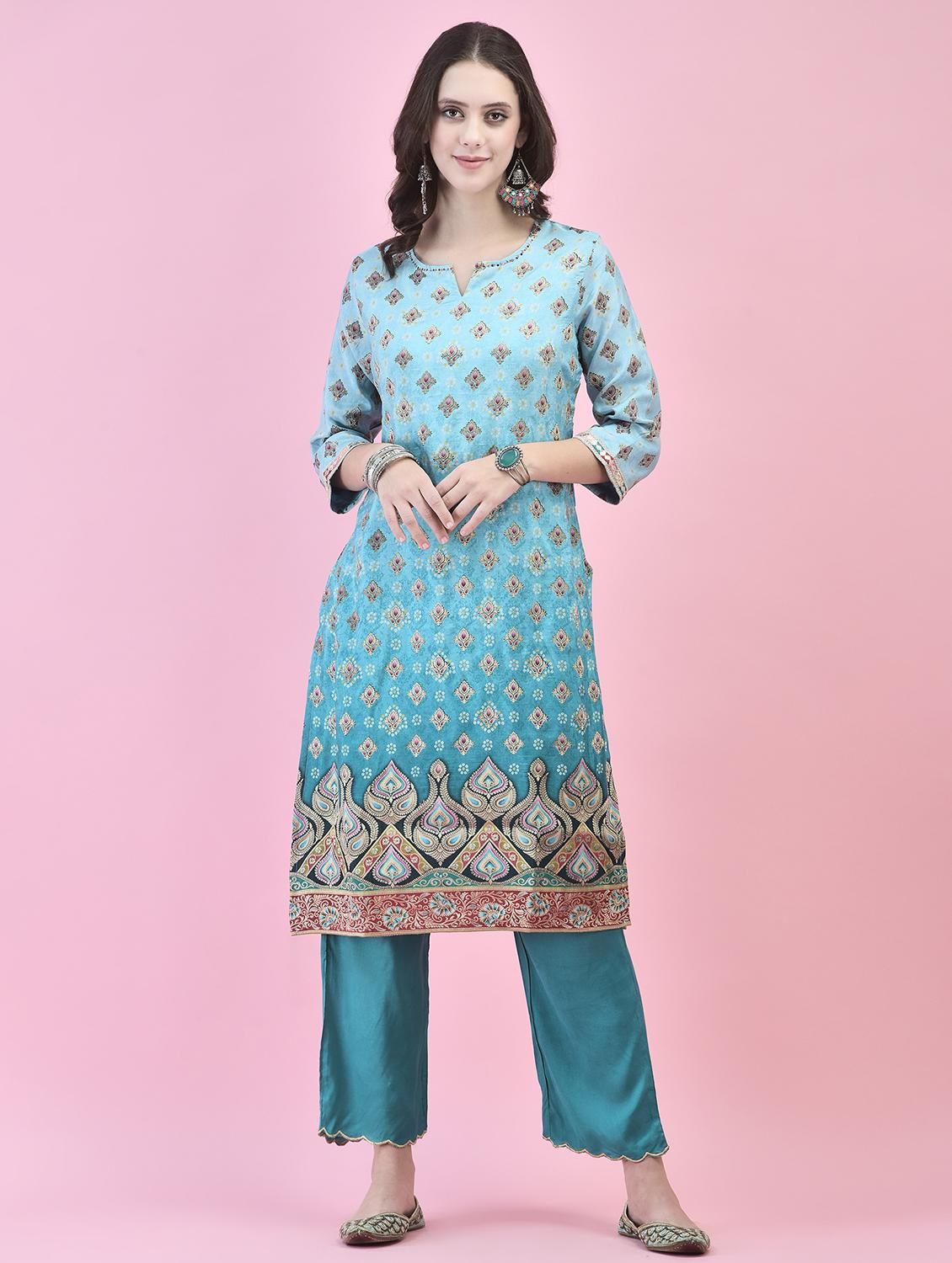 women kurta pant set with dupatta - 21353580 - Standard Image - 1