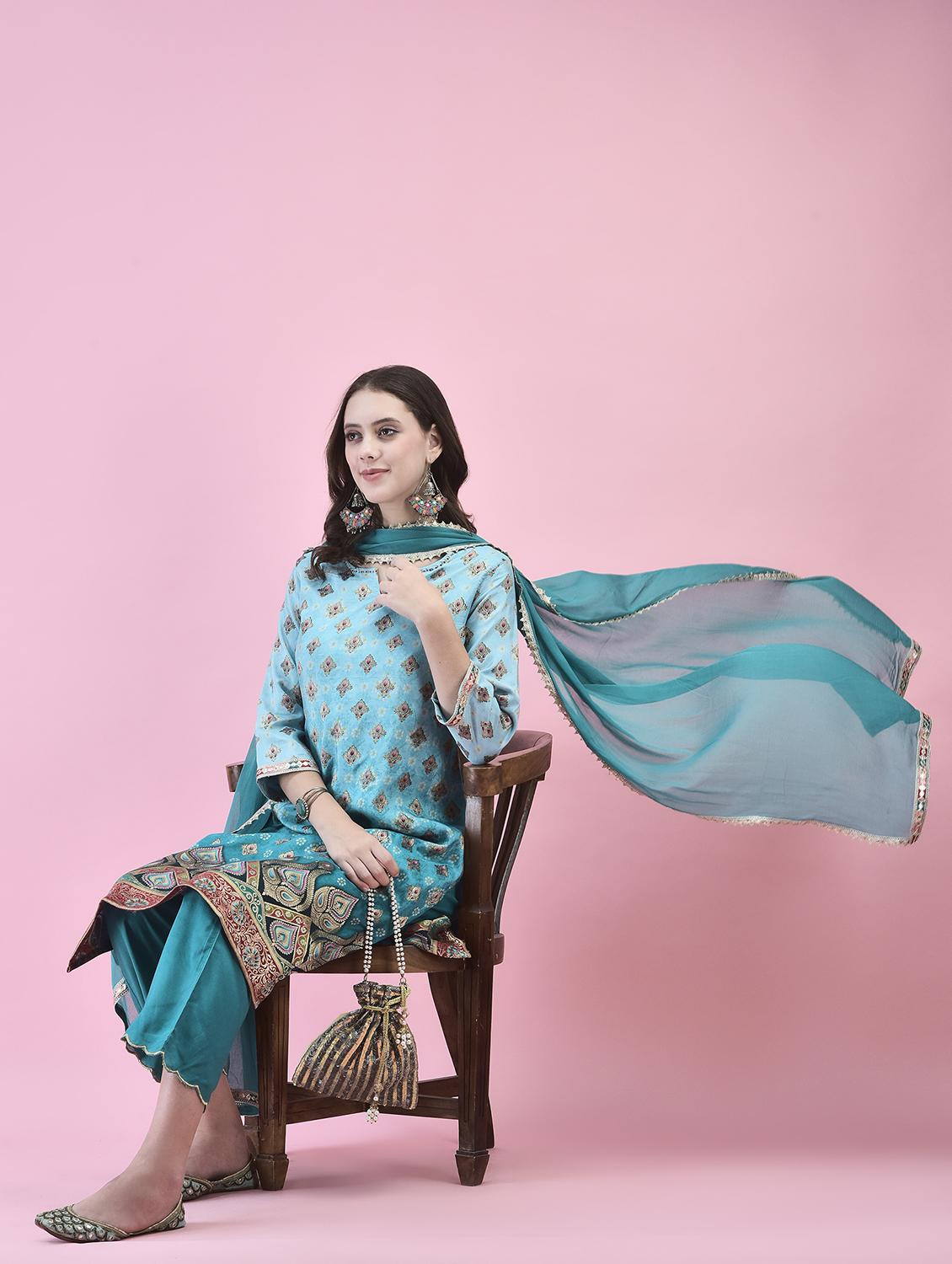 women kurta pant set with dupatta - 21353580 - Standard Image - 6