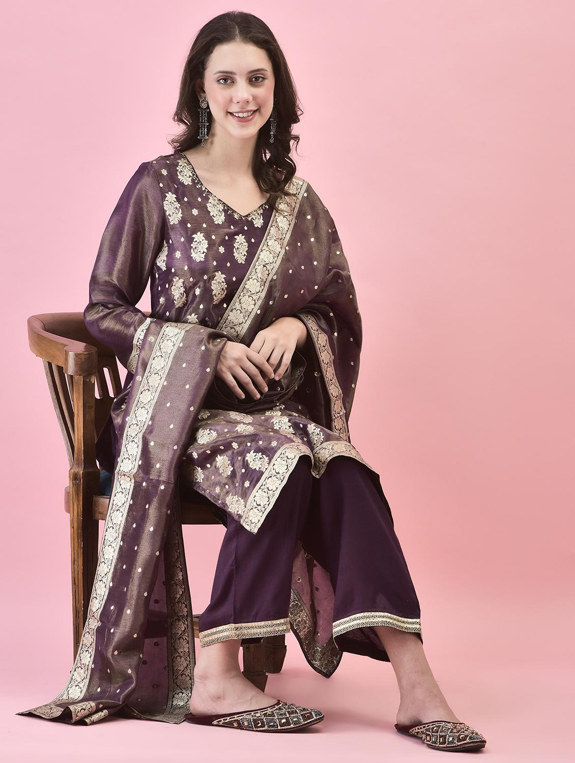 women kurta pant set with dupatta - 21353592 - Standard Image - 4