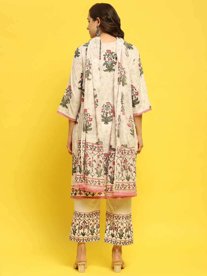 women three quarter sleeve kurta pant with dupatta set - 21353689 -  Standard Image - 4