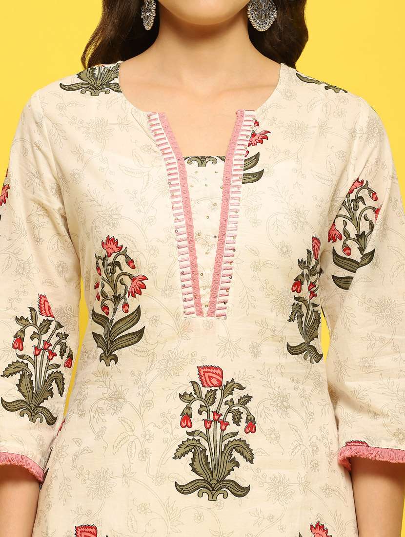 women three quarter sleeve kurta pant with dupatta set - 21353689 -  Standard Image - 6