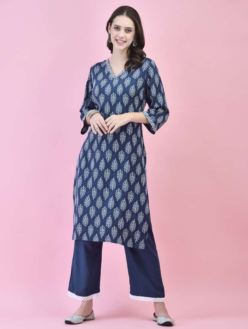 women three quarter sleeve kurta pant with dupatta set - 21353690 -  Standard Image - 4