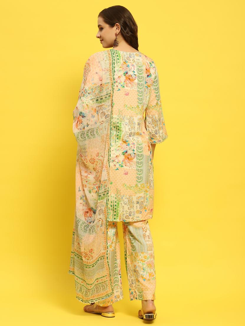 women three quarter sleeve kurta pant with dupatta set - 21353691 - Standard Image - 4