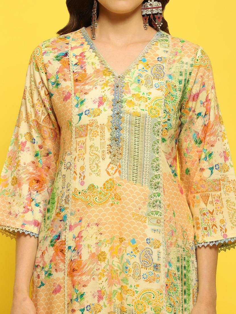 women three quarter sleeve kurta pant with dupatta set - 21353691 - Standard Image - 6